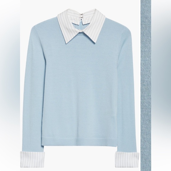 NWT Alice & Olivia Porla Light Sweater with White stripe removable Collar - Picture 5 of 7